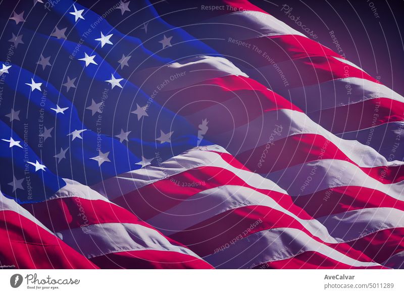Vereinigte Staaten von Amerika USA Flagge mit super Detail, Nahaufnahme. Demokratie Fahne Selbstständigkeit Patriotismus Stern Juli amerika Amerikaner Freiheit