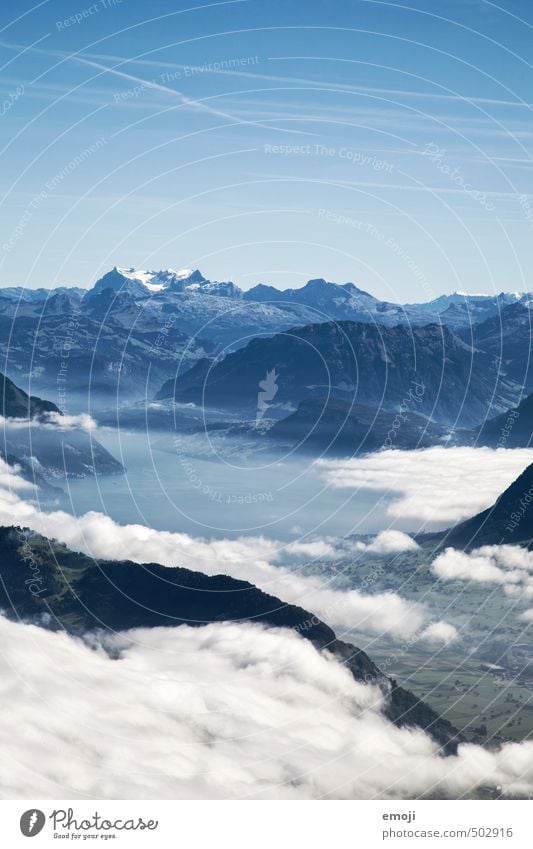 benebelt Umwelt Natur Landschaft Wolken Sommer Schönes Wetter Alpen Berge u. Gebirge natürlich blau Schweiz Farbfoto Außenaufnahme Menschenleer