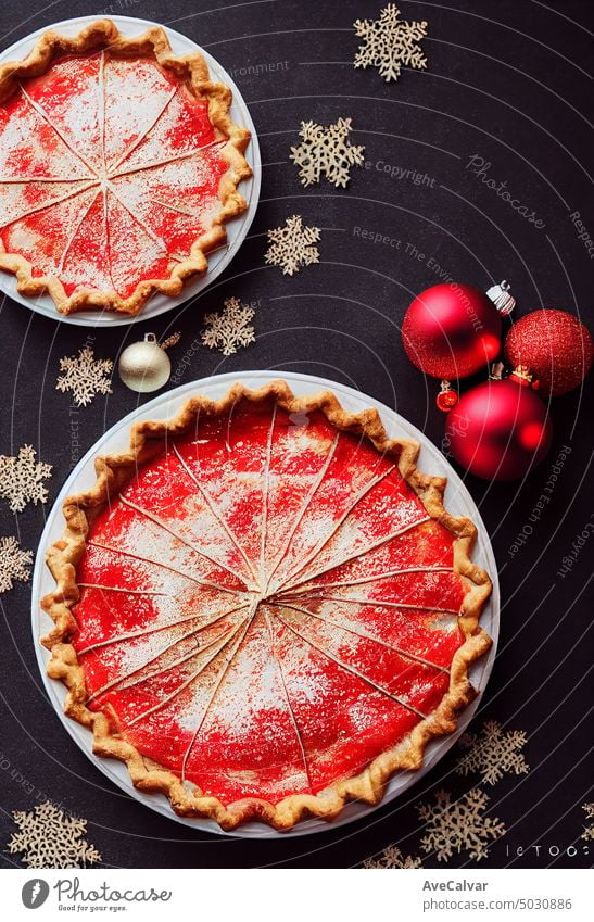 Ansicht von oben Bild Weihnachtskuchen, filmische Lichter, schönes Bühnenbild, lecker, weihnachtliche Töne Sahne festlich Erntedankfest Tradition rustikal