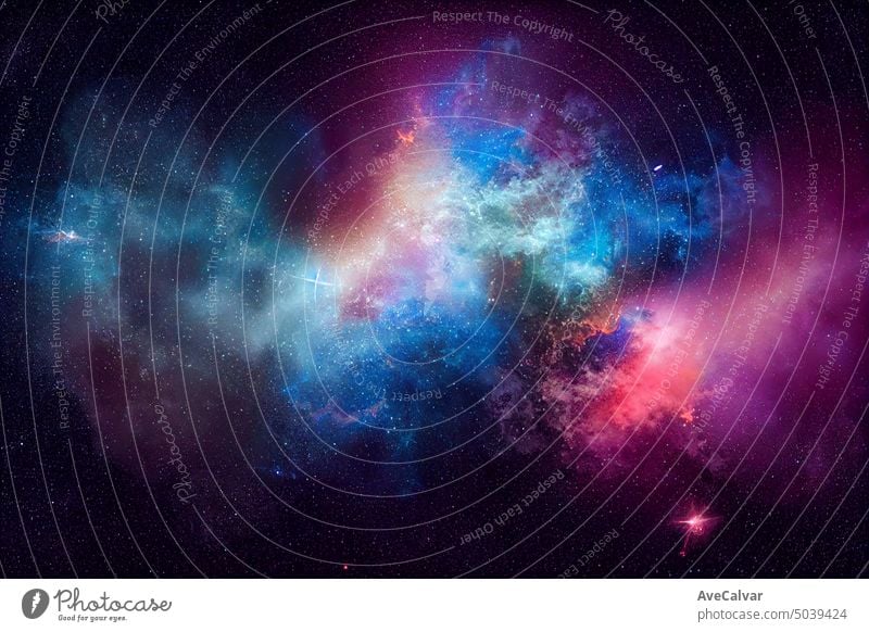 Galaxie und Sterne bunten Hintergrund mit Nebeln und schwarzen Löchern. Weltraum-Banner kopieren Astronomie Schmuckkörbchen tief Phantasie Belletristik Gas