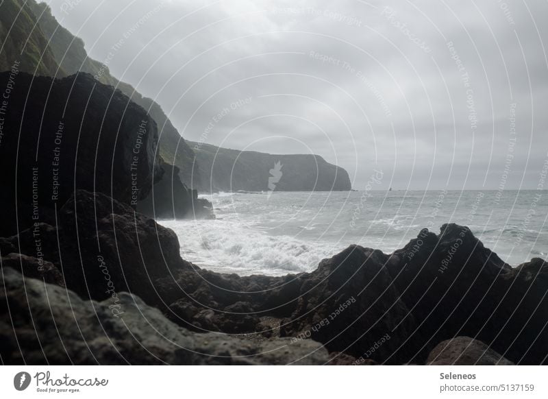 Mehr Meer Urlaub Brandung Wellen Felsen Küste Küstenlinie Azoren Sao Miguel Portugal Landschaft Natur Wasser Strand Ferien & Urlaub & Reisen Farbfoto