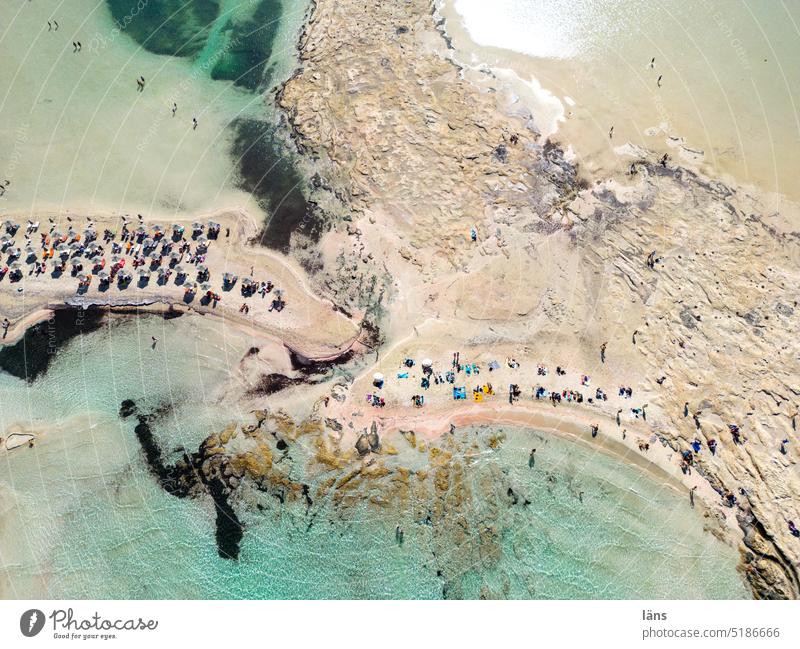 Urlaub am Meer Ferien & Urlaub & Reisen Tourismus Küste Sand Sommerurlaub Erholung Strand Kreta Griechenland Mittelmeer Insel Lagune Vogelperspektive