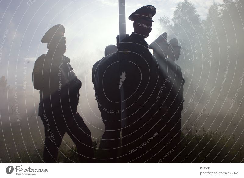 Police Licht Sommer Polizist Nebel light day policeman sun fog Graffiti Sonne Außenaufnahme