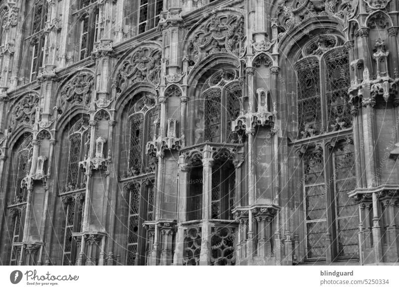 Architektur struktur gebäude Fassade urban Symmetrie architektonisch Design Architekturfotografie Ordnung Strukturen & Formen Linie historisch alt belgien ypres