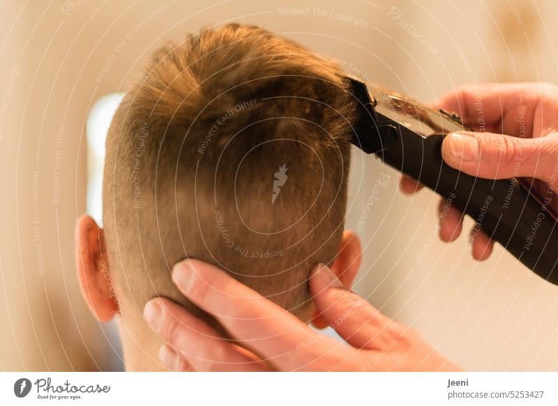Frischer Haarschnitt Person Rasieren Friseursalon Jugendliche Haare & Frisuren professionell Beruf Behaarung Stil Mode Haarpflege Werkzeug Pflege