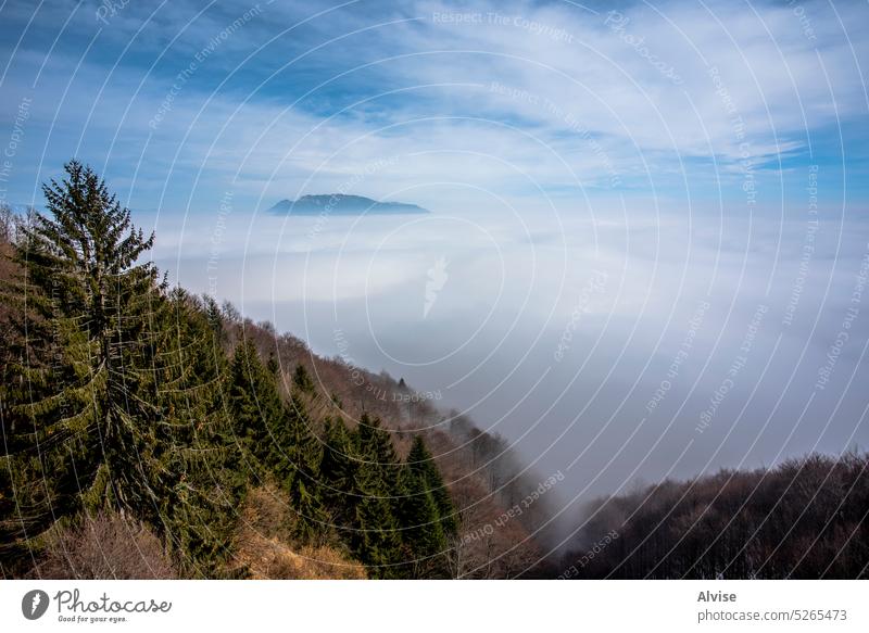 2023 02 18 Campogrosso Inseln in den Wolken Alpen Landschaft Ansicht Nebel Natur Italien Berge u. Gebirge im Freien Tourismus Felsen reisen Gipfel wandern
