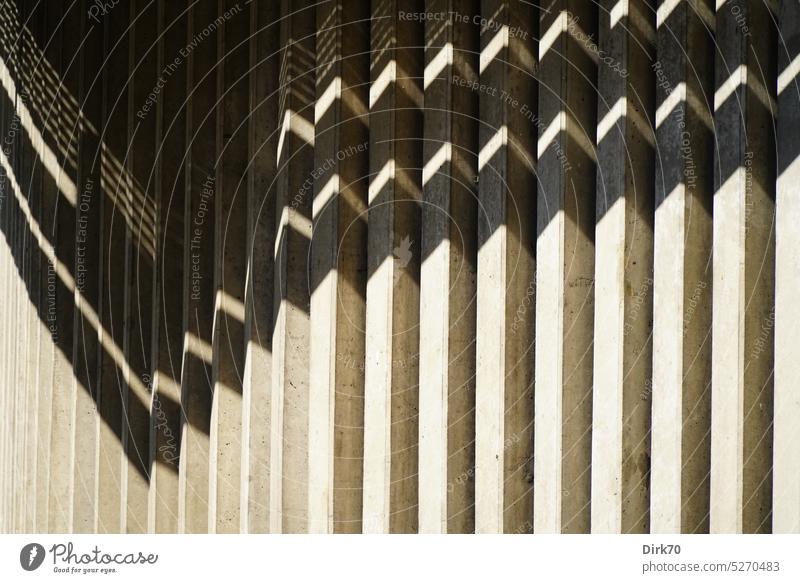 Brutalismus - Schattenwurf auf roher Betonfassade Architektur Schattenspiel Strukturen & Formen Mauer Wand Licht Außenaufnahme Menschenleer Fassade Muster