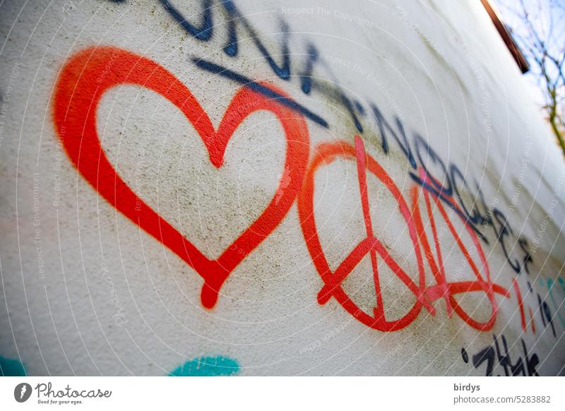 Liebe und Frieden für die Welt. 3000 Graffiti Symbole Symbolik Weltfrieden Symbole & Metaphern Krieg Friedenswunsch Zeichen Peace Menschlichkeit Zukunft