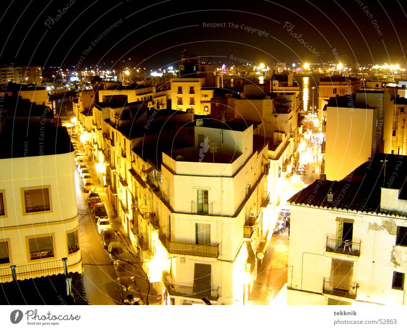 ibiza @ night Ibiza Stadt Haus Nacht Lichtermeer Fenster dunkel Mischung Straße