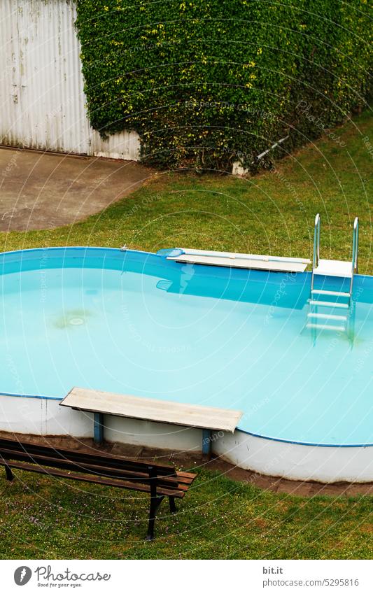 MainFux I Meer brauch ich nicht. Pool Bank Leiter blau Wasser Schwimmbad Sommer Schwimmen & Baden nass Einstieg (Leiter ins Wasser) Reflexion & Spiegelung