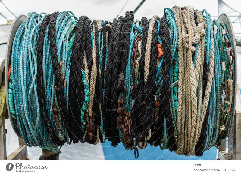Seile der Fischerei See Fluss Netz Hafen fischen Fischfang fangen Ostsee Nordsee Meer Wasser Küste Angeln Tradition durcheinander Arbeit & Erwerbstätigkeit
