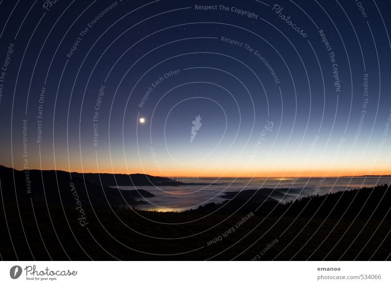 Schwarzlichtwald Ferien & Urlaub & Reisen Ausflug Natur Landschaft Himmel Nachthimmel Stern Horizont Sonnenaufgang Sonnenuntergang Mond Wetter Nebel Wald Hügel