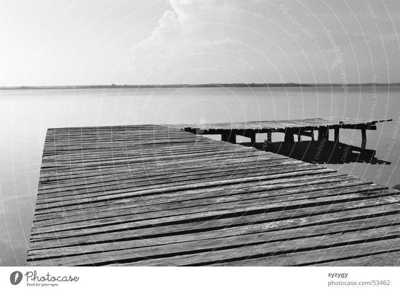 silence II Holz ruhig Steg See Meer Erholung Ferien & Urlaub & Reisen Wasser Mexiko Natur Schwarzweißfoto