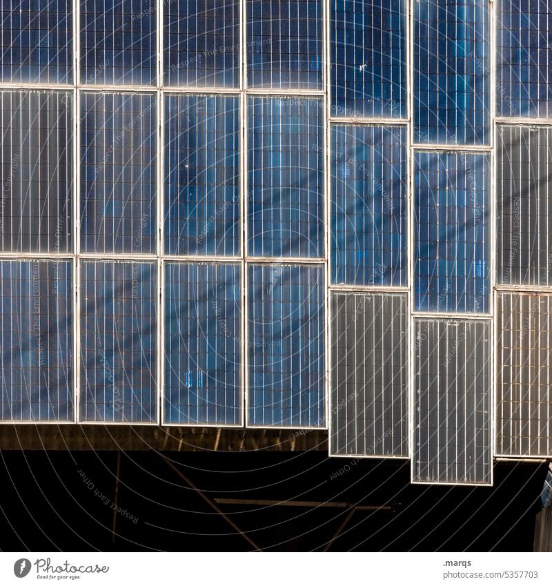 Solarzellen Zukunft Umweltschutz Energie nachhaltig Energiekrise Sonnenenergie Energiewirtschaft High-Tech Technik & Technologie Klimawandel Elektrizität blau