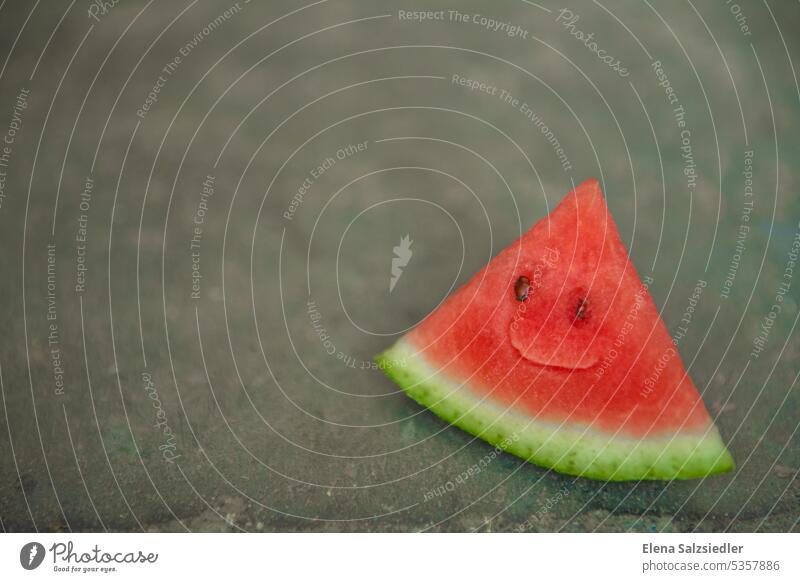 Lächelnde Wassermelone....wie Gott sie schuf :-) Gute Laune lächelnd Smiley Fröhlichkeit Freude positiv lachen Lebensfreude Optimismus Gesicht Zufriedenheit