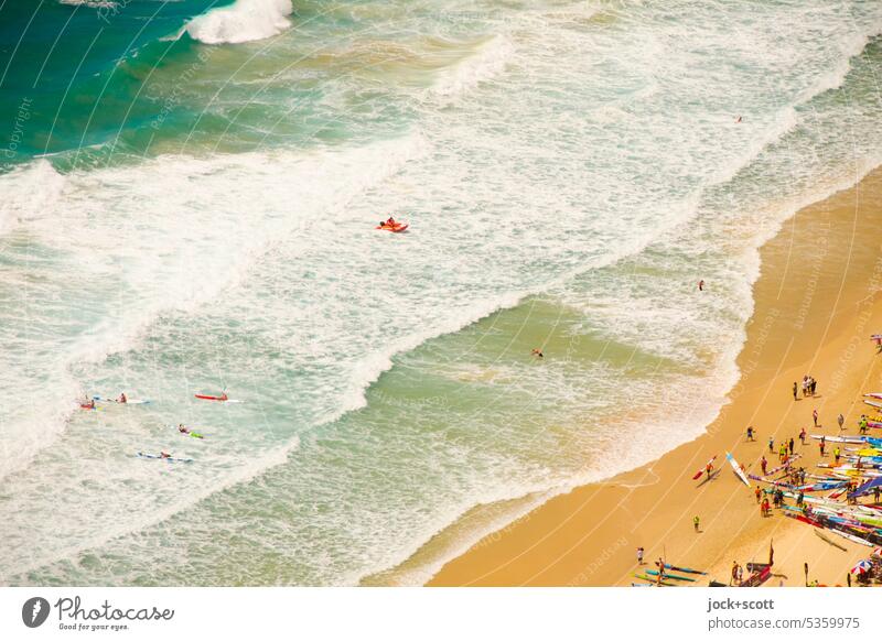 Tummelplatz am Strand Brandung Pazifik Meer Mensch Zusammensein Vogelperspektive Pazifikstrand Hintergrundbild Australien Gold Coast Klima Hintergrund neutral