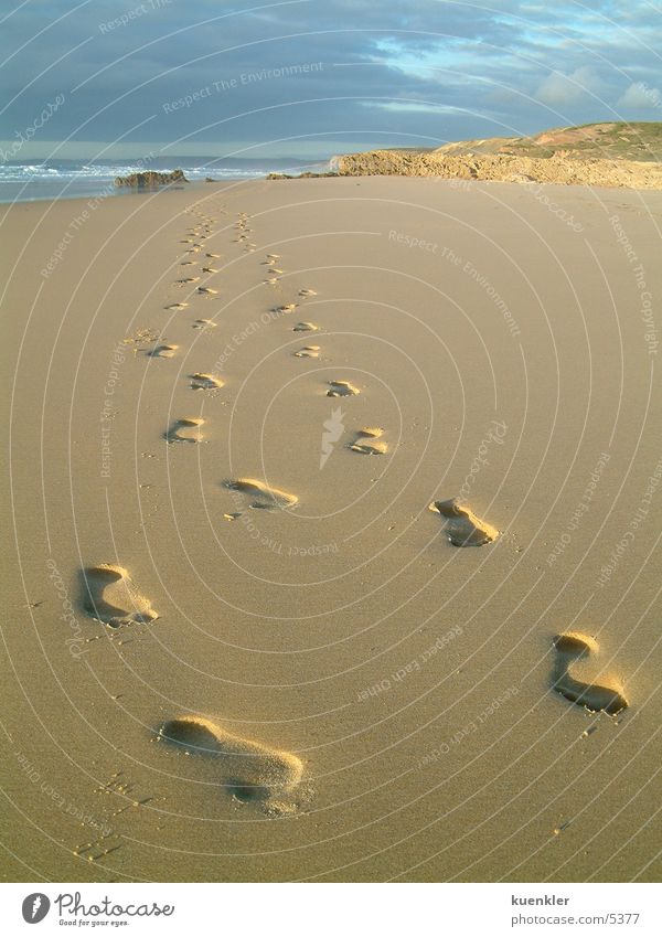 Fussspuren Strand Fußspur Meer Sand Wasser Barfuß
