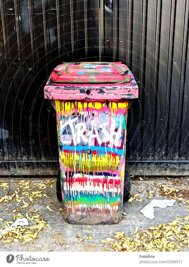 So kreativ, bunt und verrückt können Mülltonnen auch aussehen.  Da muss das Wort "Trash" schon drauf stehen, sonst hält man sie für ein Kunstwerk. Leider liegt Müll trotzdem daneben statt drin.