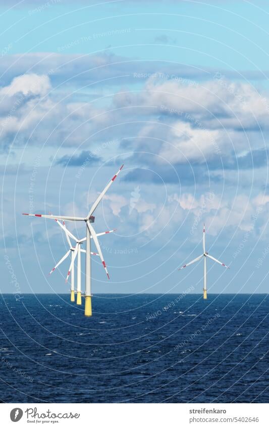 Offshore-Windkraftanlage in der Nordsee Windenergie Erneuerbare Energie Windrad Energiewirtschaft Klimawandel alternativ nachhaltig Nachhaltigkeit