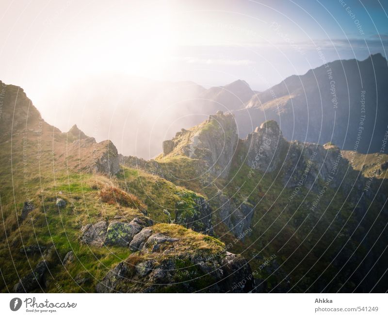 Gratwanderung II Ausflug Abenteuer Ferne Freiheit Berge u. Gebirge wandern Wolken Moos Bergkamm Stimmung ästhetisch komplex Netzwerk Perspektive stagnierend