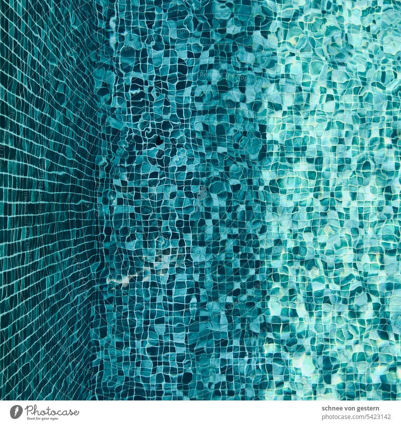 Spring rein Wasser Pool Klimakrise Mosaik Urlaub Ferien Ferien & Urlaub & Reisen Sommer blau Schwimmen & Baden Außenaufnahme Schwimmbad nass Sommerurlaub