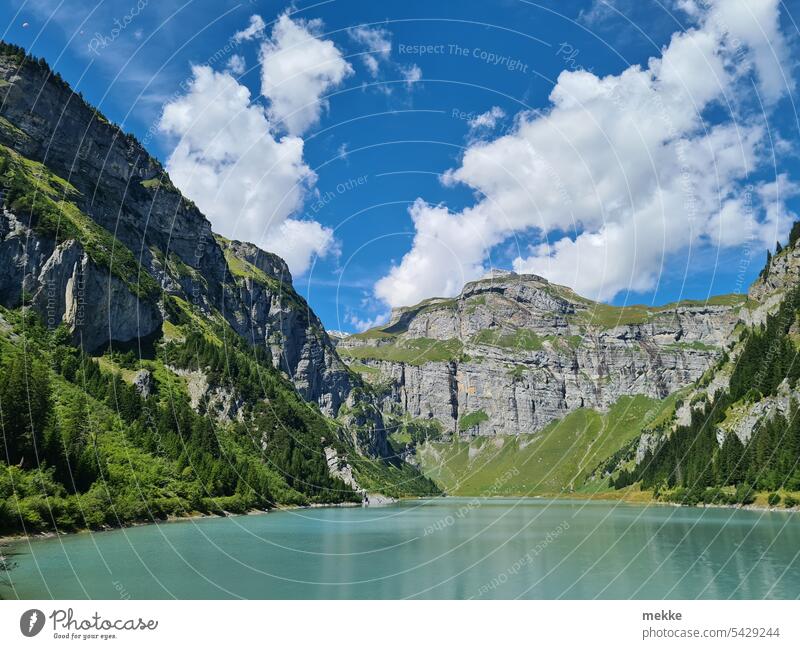 Etwas gegen die Novembertristesse Alpen Stausee Berge u. Gebirge Landschaft See Wasser blau Natur Sommer wandern Felsen Panorama Wolken Gipfel Himmel Tourismus