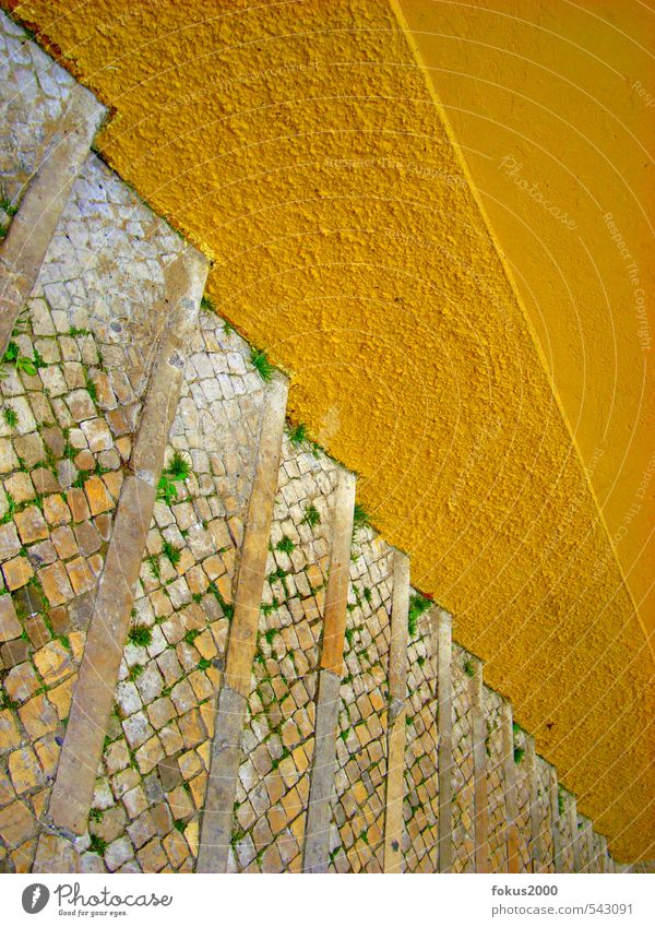 dna lisboa Portugal Altstadt Mauer Wand Treppe Fußgänger Wege & Pfade Stein alt hell historisch gelb Fröhlichkeit Leben Unendlichkeit Ziel Farbfoto