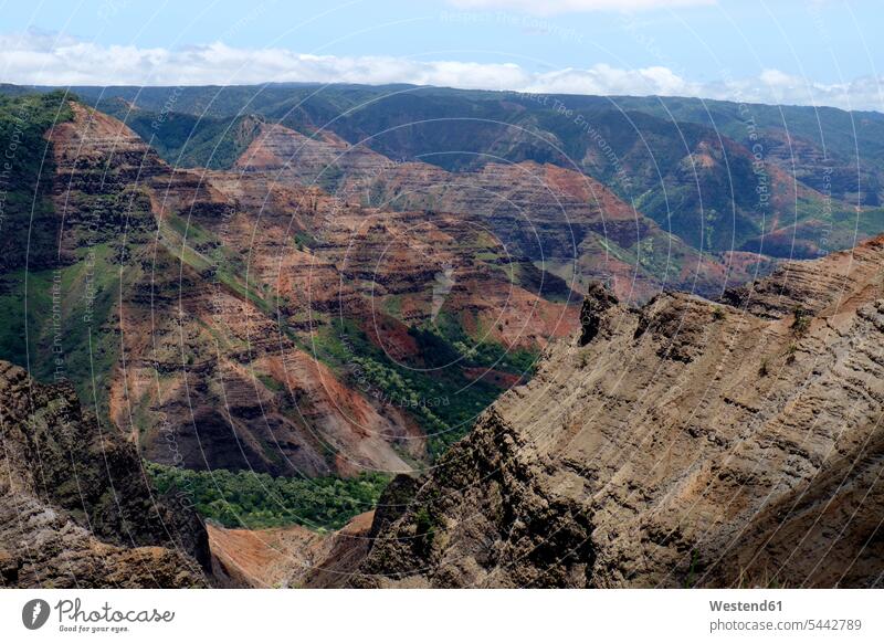 USA, Hawaii, Kauai, Waimea-Schlucht Niemand Canyon Berg Berge Waimea Canyon Natur felsig steinig United States of America Vereinigte Staaten von Amerika Weite