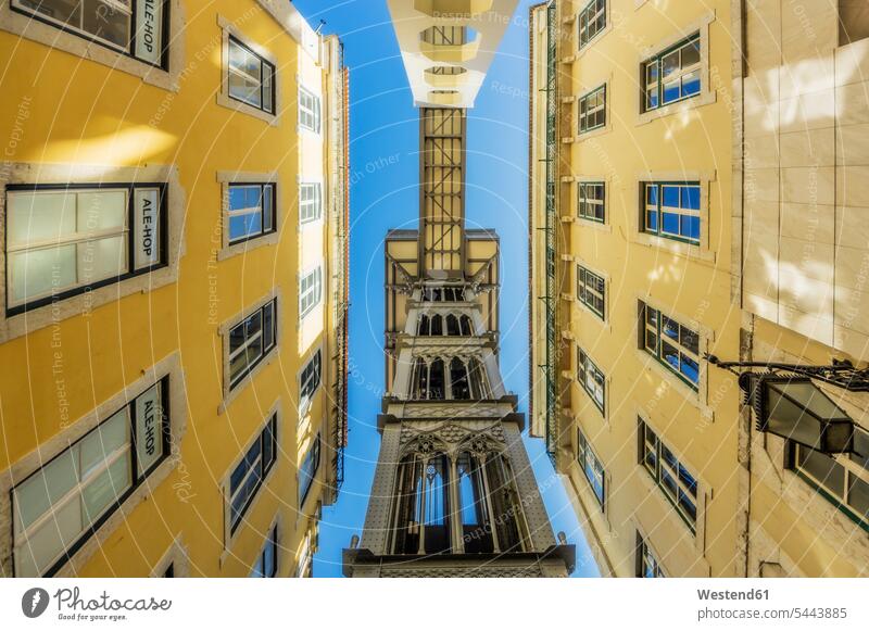 Portugal, Lissabon, Aufzug Santa Justa Fenster Lisboa Gebäude Außenaufnahme draußen im Freien Architektur Baukunst Sehenswürdigkeit Sehenwürdigkeiten sehenswert