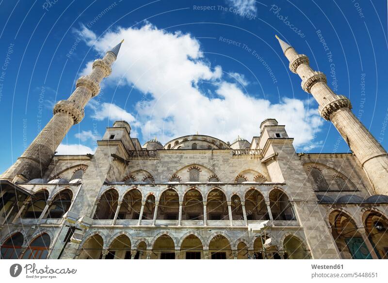 Türkei, Istanbul, Blaue Moschee Wolke Wolken Gebäude Sultanahmet Camii Außenaufnahme draußen im Freien Architektur Baukunst Sehenswürdigkeit Sehenwürdigkeiten