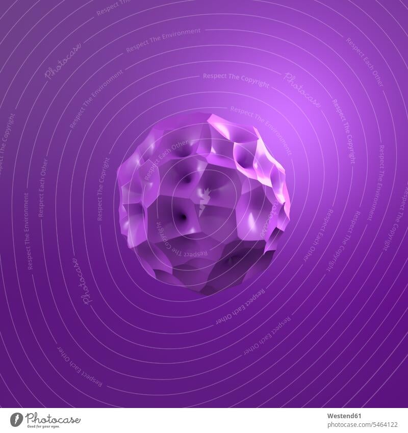 3D-Rendering, Lila Molekül gegen lila Hintergrund Idee Ideen Eingebung Gentechnik Genmanipulation Genveränderung genverändert Kugel Kugeln Atom Atome