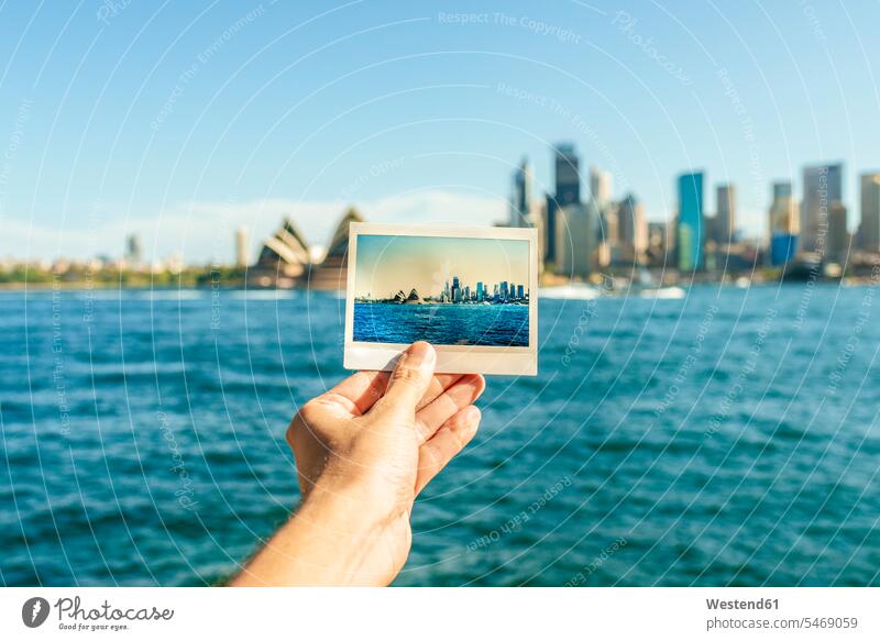 Australien, New South Wales, Sydney, Nahaufnahme von Sydney Landschaft analog Fotografie vor Sydney fotografieren Blauer Himmel eine Person single 1 ein Mensch