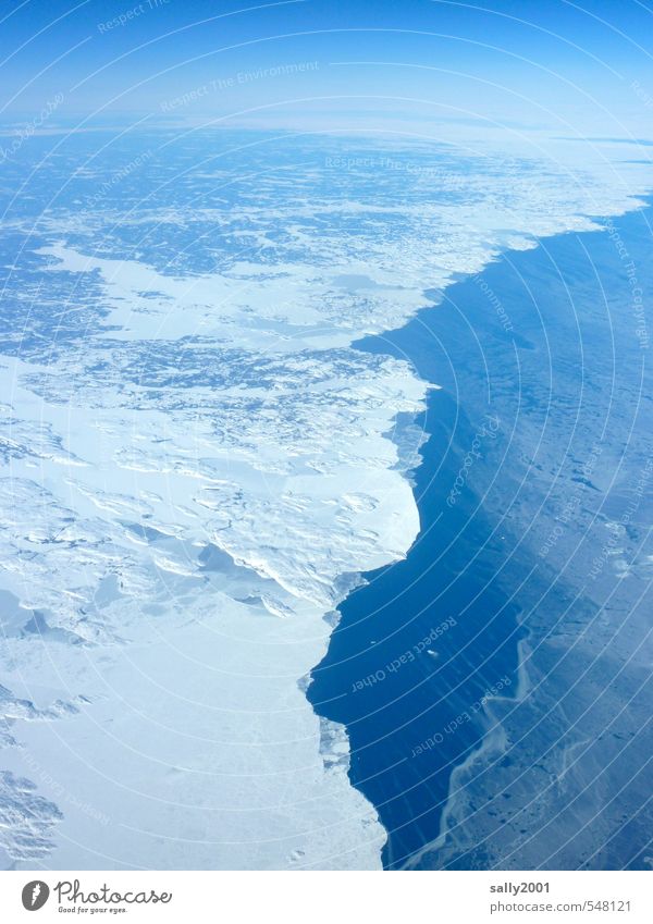 Kommt jetzt der Winter? Umwelt Natur Landschaft Wasser Wolkenloser Himmel Klima Klimawandel Schönes Wetter Eis Frost Meer Atlantik Kanada Amerika Menschenleer