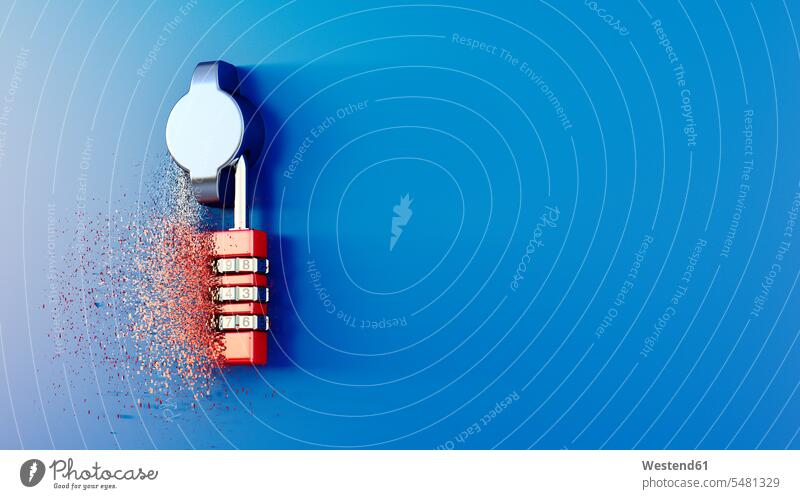 Auflösen des Kombinationsschlosses, 3D-Rendering Niemand Verbindung verbunden verbinden Anschluss Geheimnis Geheimnisse Geheimhaltung geheim heimlich Kette
