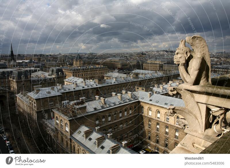 Frankreich, Paris, Blick über Paris von der Kathedrale Notre Dame Niemand Reiseziel Reiseziele Urlaubsziel Sehenswürdigkeit Sehenwürdigkeiten sehenswert