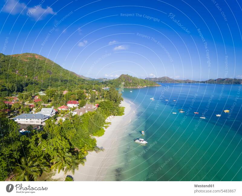 Seychellen, Praslin, Anse Volbert und Curieuse-Insel, Luftaufnahme Meer Meere Strand Beach Straende Strände Beaches Sandstrand Sandstrände Sandstraende