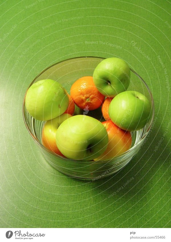 Grünzeug Orange Obstschale grün Grünstich Vitamin Gesundheit saftig süß Apfel Frucht Schalen & Schüsseln Glas grünlich Wut Ernährung
