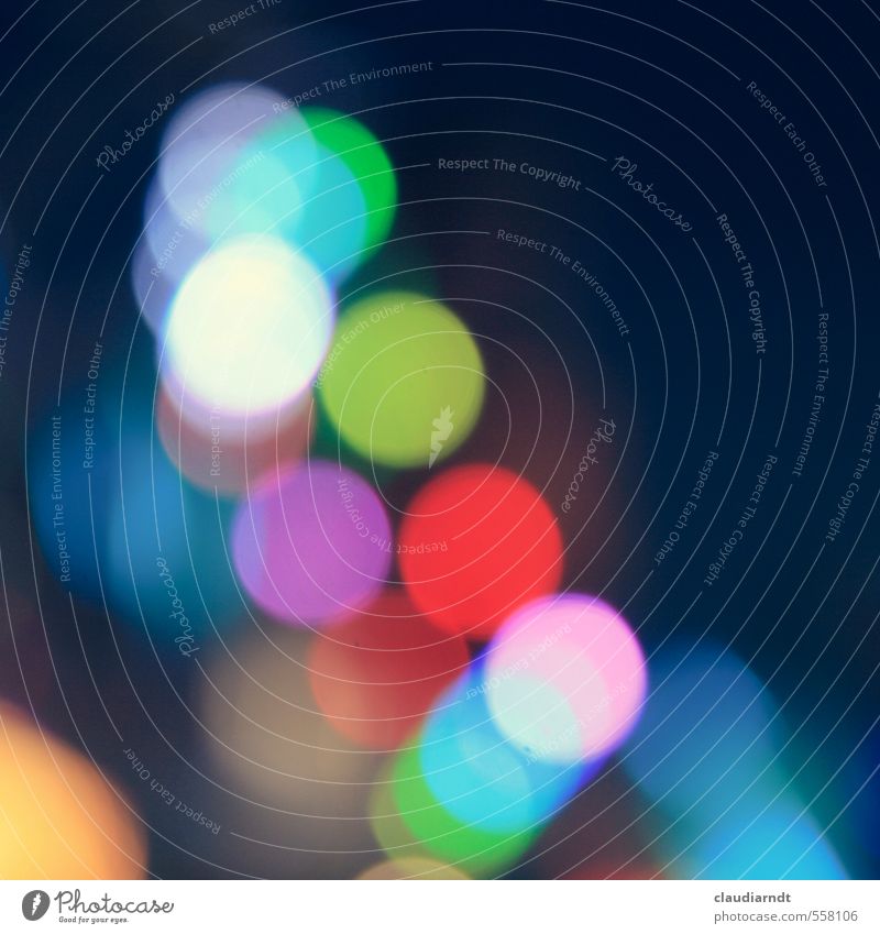 Lichtkonfetti Nachtleben Jahrmarkt leuchten rund blau mehrfarbig grün violett rot Kreis Lichtpunkt Unschärfe Hintergrundbild Farbfoto Detailaufnahme Experiment