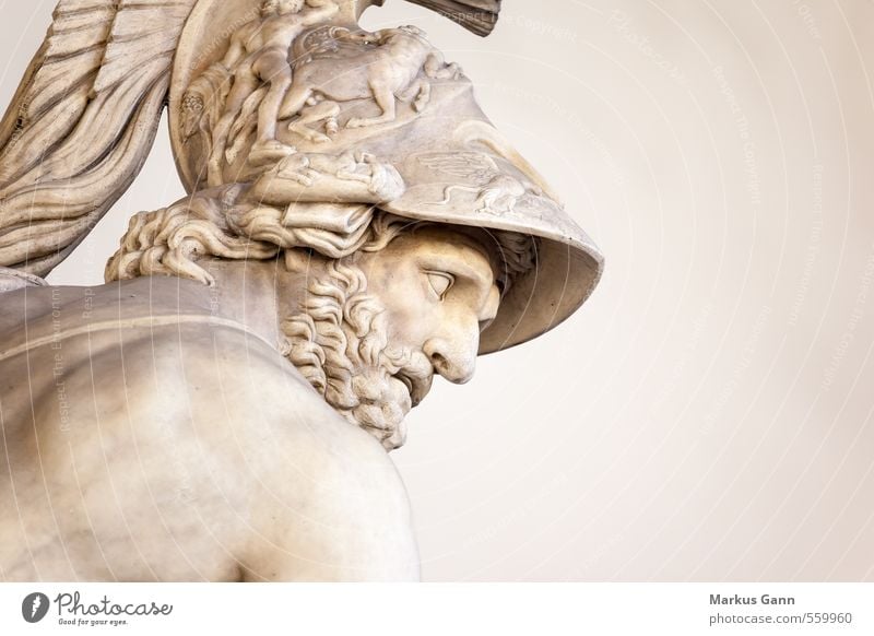 Menelaus Mensch maskulin Mann Erwachsene Kopf Kunst Skulptur stark braun grau menelaus Italien Statue Lebewesen Renaissance Held Helm Bart Piazza del Signori