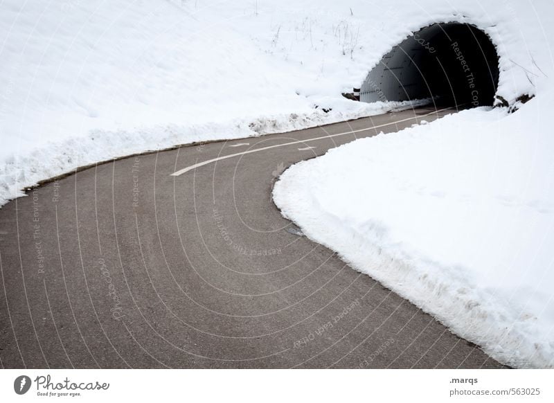 Hinein Umwelt Natur Winter Klima Schnee Verkehr Verkehrswege Wege & Pfade Tunnel Kurve fahren einfach kalt Ziel Farbfoto Gedeckte Farben Außenaufnahme