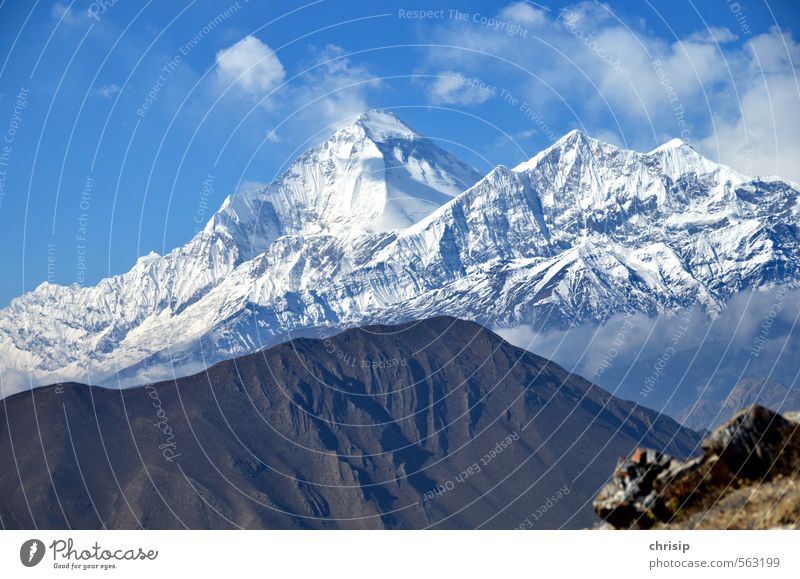 Nepal III Abenteuer Expedition Berge u. Gebirge Natur Landschaft Himmel Wolken Nebel Schnee Hügel Felsen Dhaulagiri Gipfel Schneebedeckte Gipfel Gletscher kalt