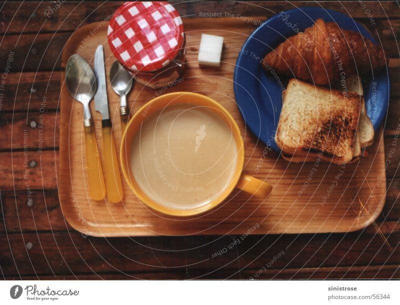 Petit déjeuner Frühstück Café Croissant Milchkaffee Kaffee petit déjeuner Toastbrot