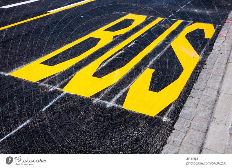 Busspur Straße Schilder & Markierungen Verkehr Schriftzeichen Asphalt Fahrbahnmarkierung Straßenverkehr busspur Verkehrswege Verkehrsmittel Stadt Linie