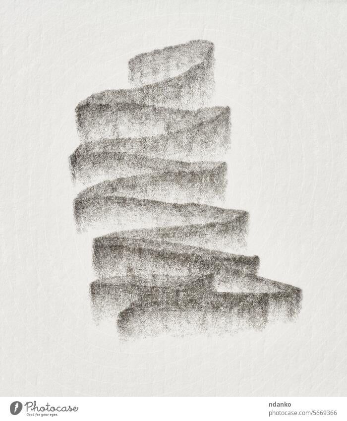 Skizze auf weißem Papier mit schwarzem Bleistift skizzierend zeichnen Linie Zeichnung Farbstift gezeichnet Kraulen gekratzt