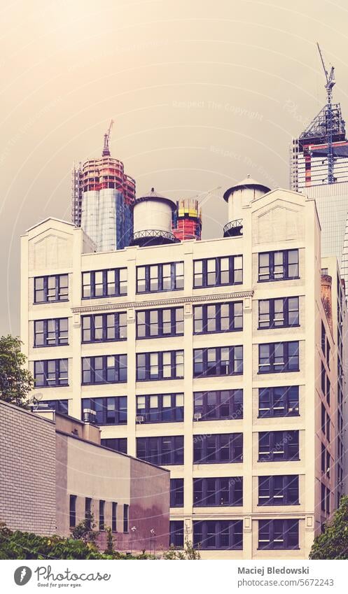 Stadtansicht von New York City, USA, im Retrostil. Großstadt New York State Manhattan Gebäude retro neu nyc urban Stadtbild reisen altehrwürdig getönt gefiltert