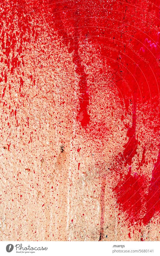 Blutrot Farbstoff Farbe Wand Graffiti Farbfleck Strukturen & Formen spritzen Angst Hintergrundbild splatter horror Farbnasen Nahaufnahme gruselig blutrünstig