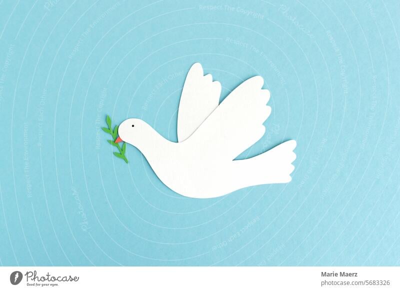 Friedenstaube Taube Symbole & Metaphern Hoffnung Freiheit Vogel Friedenswunsch blau Krieg Zeichen Papierschnitt Grafik u. Illustration