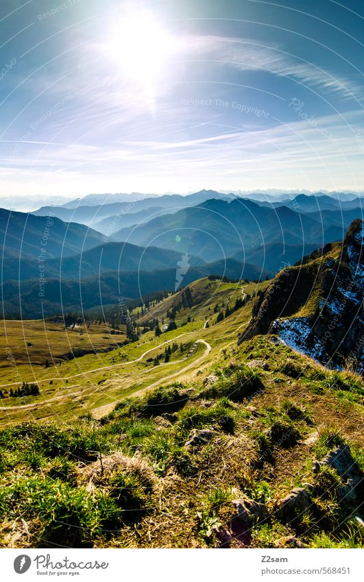 wandertag Berge u. Gebirge Natur Landschaft Himmel Herbst Schönes Wetter Wiese Felsen Alpen Gipfel hoch nachhaltig natürlich blau grün Einsamkeit Farbe Freiheit