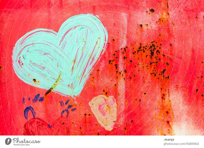 Herzlich Nahaufnahme Liebe Metall Wand Oxidation Graffiti Gefühle Rost Liebeserklärung Romantik Zeichen herzförmig Liebesgruß verrostet rot Valentinstag