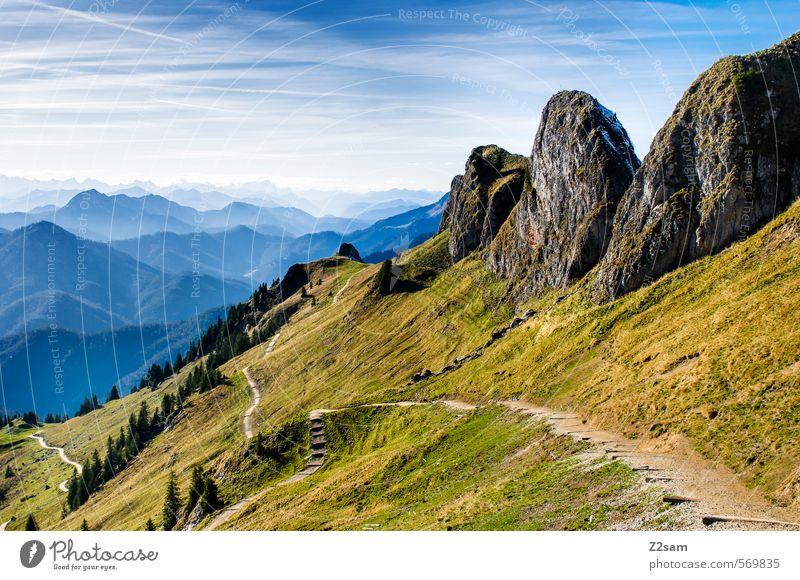 Rotwand Berge u. Gebirge wandern Natur Landschaft Himmel Herbst Schönes Wetter Felsen Alpen Gipfel Ferne hoch natürlich Abenteuer Einsamkeit Freiheit